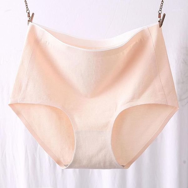 

women's panties breathable one-piece women underpants silk seamless underwear high-waist shaping briefs pure color elastic, Black;pink