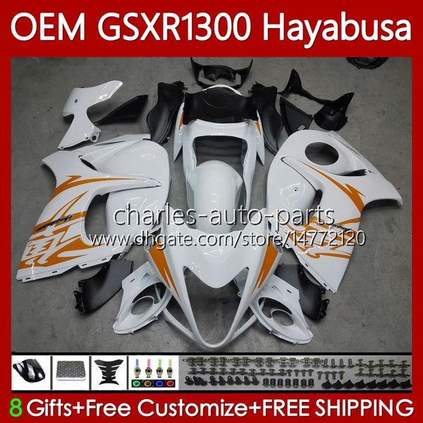 OEM-Verkleidungen für Suzuki Hayabusa GSXR-1300 2014 2015 2016 2017 2018 2019 77No.100 GSXR 1300 CC GSX R1300 08-19 1300CC GSXR1300 08 09 10 11 12 13 Orange-weißer Einspritzkörper