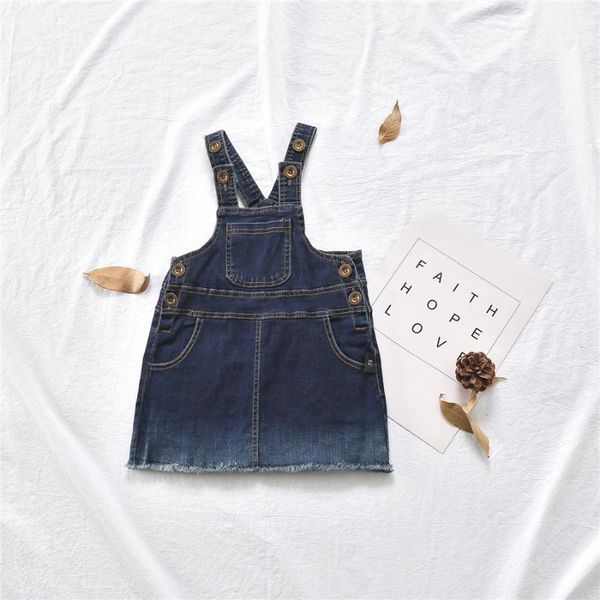 

girl's dresses denim suspender kids for girls toddler dress girl baby clothing 2021 spring jeans children clothes wholesale, Red;yellow