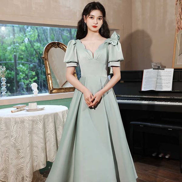 

luxury evening dress satin light wedding 2021 french simple engagement bareback thin sen department small toastmaster, Black;gray