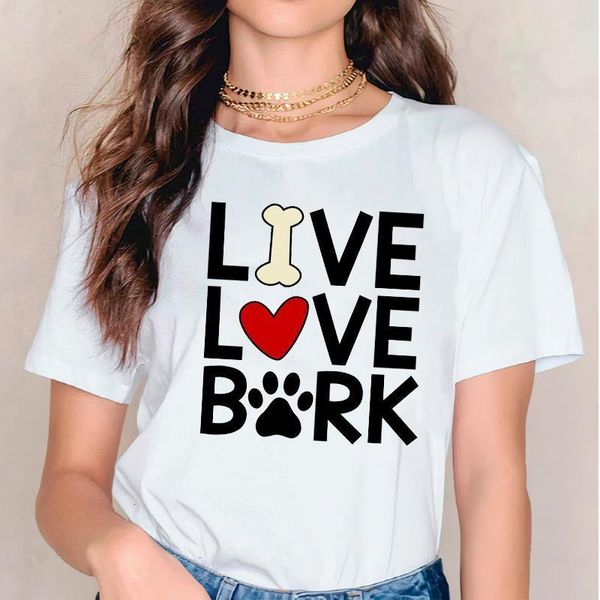 

t shirts for women t-shirts dog letter love 90s short sleeve printing womens graphic ladies print lady female tee t-shirt, White