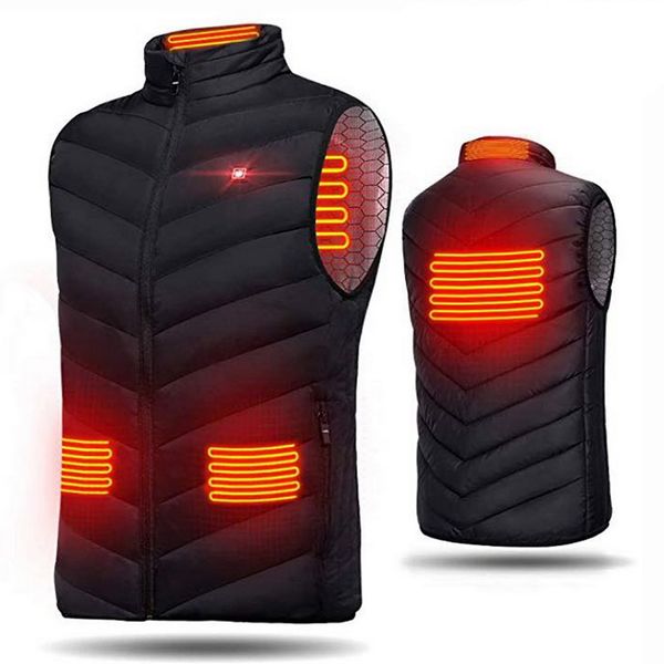 

men outdoor usb heating electrical vest winter sleeveless heated jacket cold-proof heating clothes security intelligent vests, Black;white