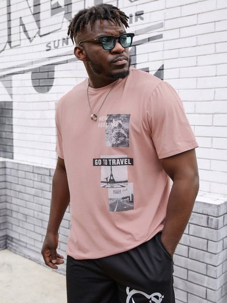 

extended sizes men slogan & cat print tee 03tu#, White;black