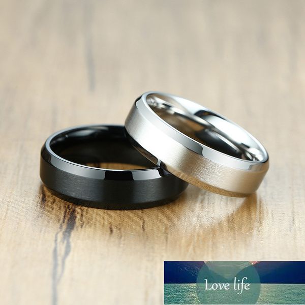 

zorcvens new classic matte black silver color stainless steel ring for men women 6mm width promise wedding jewelry gifts factory price exper