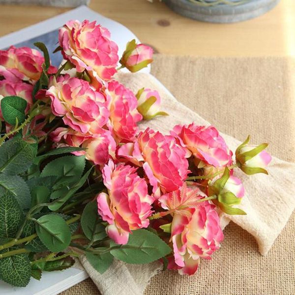 

decorative flowers & wreaths rose artificial silk for home decoration wedding bouquet bride fake flower faux living room