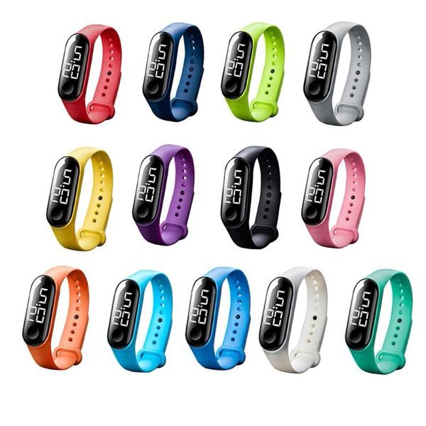

wrist support watches led electronic sports luminous sensor fashion men and women waterproof touch couple clock digital relogio#k35, Black;red