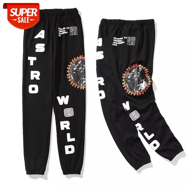 

travis scott cactus jack casual trousers high street men women terry sweatpants #lm3f, Black