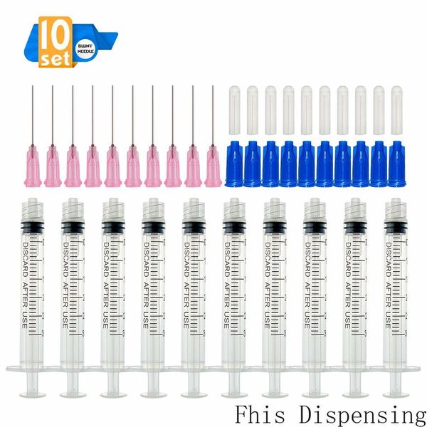 3ml / 3cc seringa 20GA 1 polegada blunt agulha de ponta com tampa de armazenamento DIY cola aplicador de medição líquidos e pilha de dispensação de óleo de 10