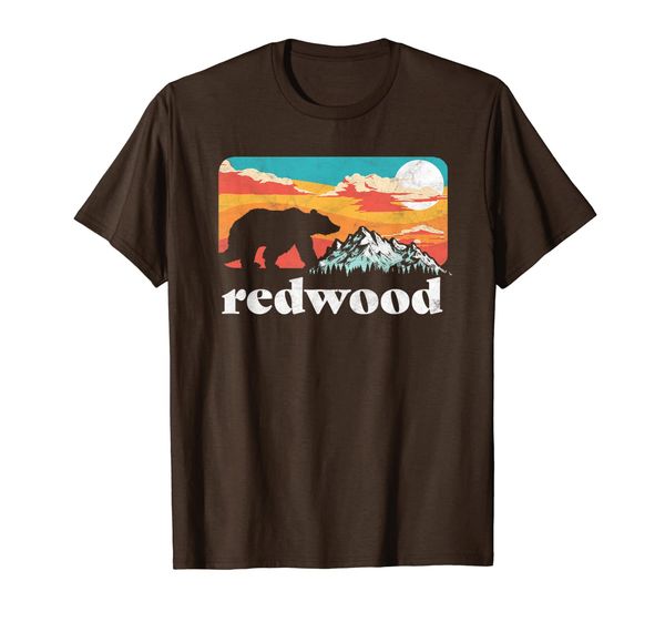 

redwood retro bear mountain vintage 80s t-shirt, White;black