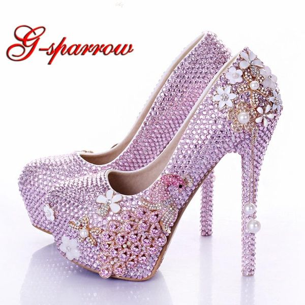 

dress shoes handmade pink rhinestone wedding phoenix 2021 est fashion prom party formal bridesmaid high heels pumps, Black