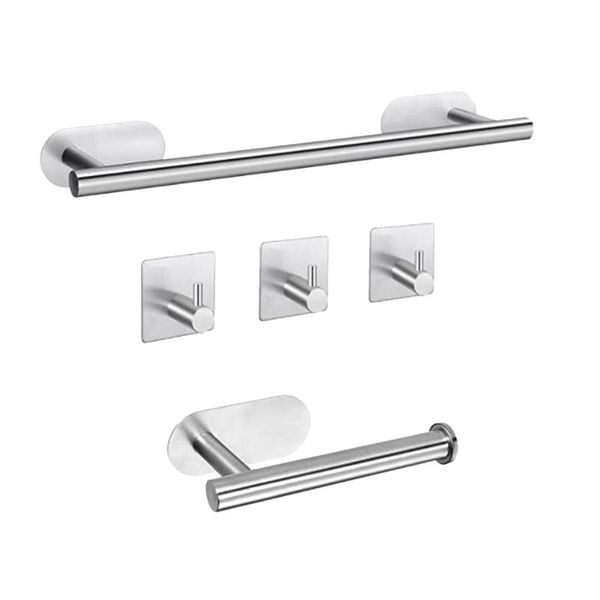 

towel racks rack self adhesive bar rail hooks,stainless steel toilet paper holder set wall mounted for kitchen bathrooms
