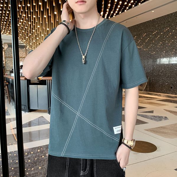 

luxury t-shirts 2021 summer cotton short t-shirt loose t-shirt korean men's half sleeve student trend, Black