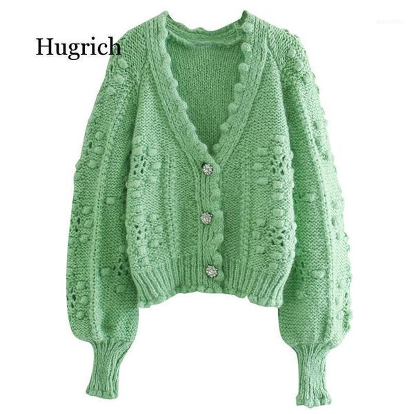 

women's knits & tees v neck sweaters women fashion green hollow out cardigan elegant lantern sleeve female ladies1, White