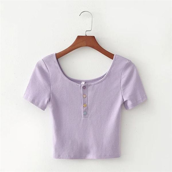 

women's t-shirt round collar summer cultivate one's morality show thin color decorative buttons dress flower shirt women casual, White