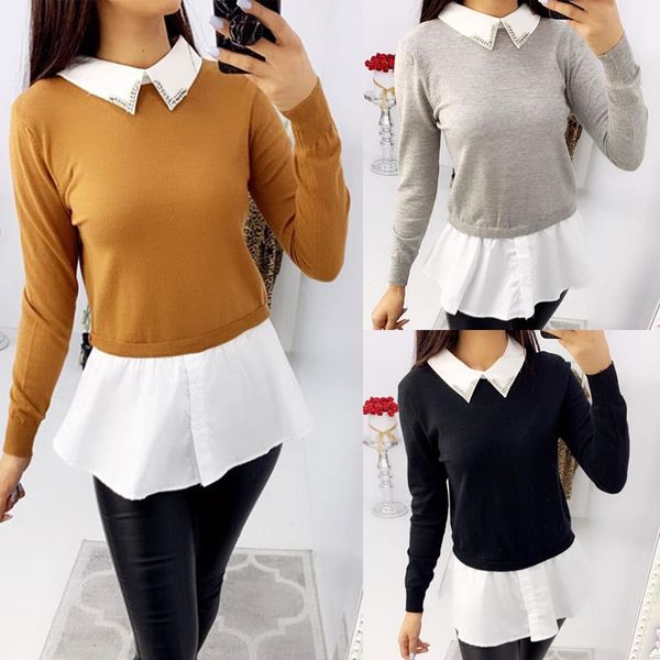 

casual turn down collar long sleeve women shirt fashion long sleeve women and shirt drop shipping, White