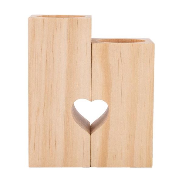

candle holders rustic heart shaped wooden candlestick holder shelf wedding decorations