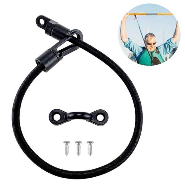 

2pcs surfing deck mount connector stretch survival rowing kayak paddle leash with snap hook cycling with screws adjustable