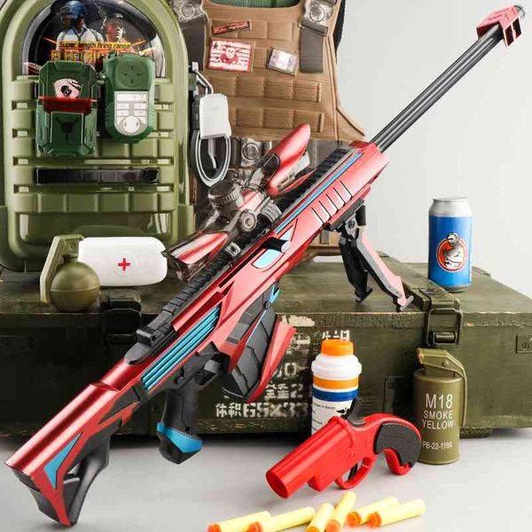 

large barrett soft bullet gunner moving sniper snatching ak47 simulation children's toy gun boy eating chicken equipment model