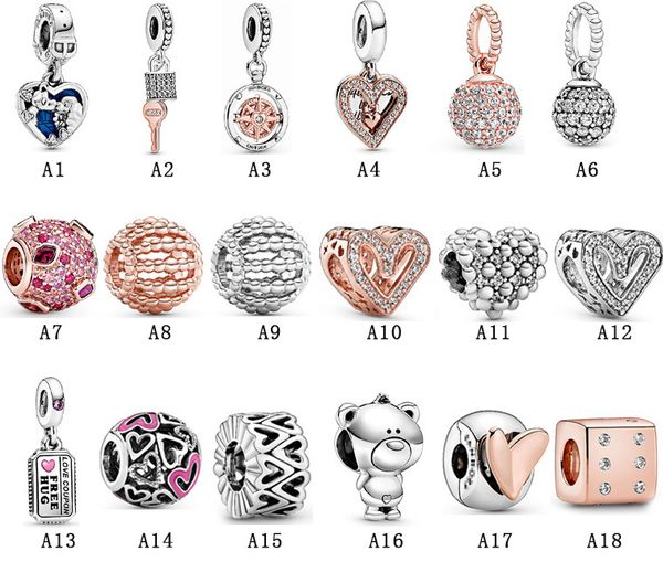 Neuankömmling 925 Sterling Silber Neues Produkt Roségold Perlen Handbemalte Liebesperlen DIY Passend für Original Europäisches Charm-Armband Mode Damen Schmuck Zubehör