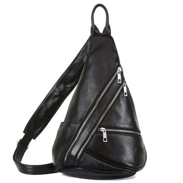 

backpack single shoulder bagpack genuine leather chest bag outdoor riding packs for biker men male sling bags cow