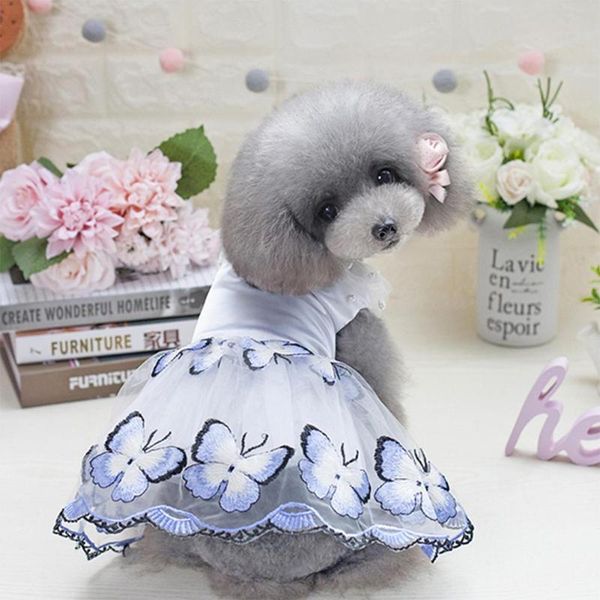 

dog apparel butterfly pattern priness dress for pet spring summer dogs teddy clothes