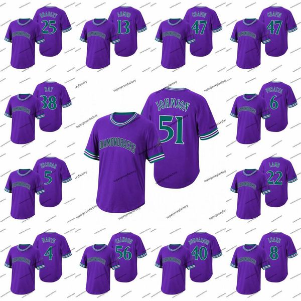 

51 randy johnson wild pitch jersey madison bumgarner ray purple archie bradley ketel marte escobar baseball jerseys, Black;red