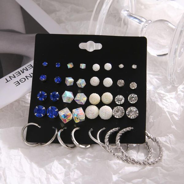 

hoop & huggie en korean design big round alloy set women earrings crystal pearl for girls party jewelry brincos, Golden;silver