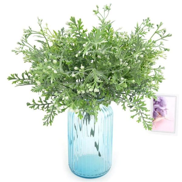 

decorative flowers & wreaths 1 bouquet fake plants fern grass wedding wall outdoor decor green leaf artificial plastic plante for home garde
