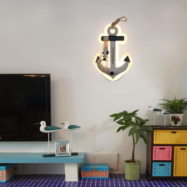 

wall lamp mediterranean anchor creative bedroom personality living room study background led marine rudder