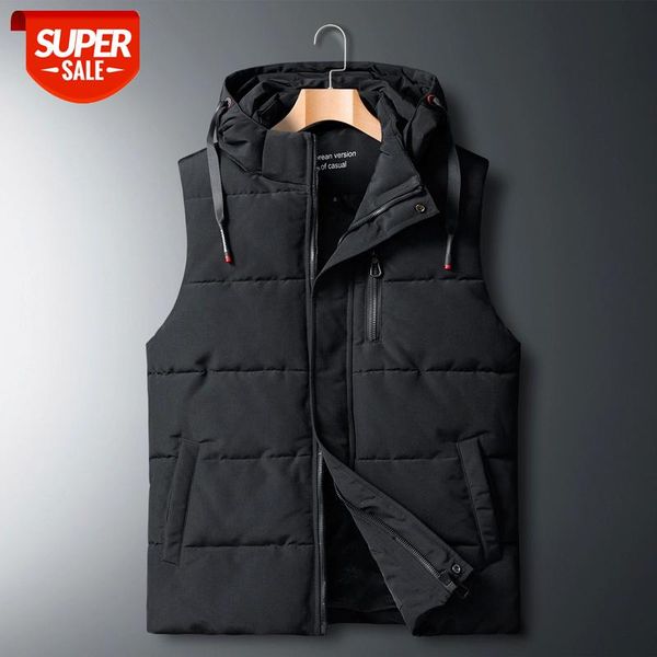 

2020 autumn winter sleeveless jacket down vest men's warm thick hooded coats padded waistcoat plus oversized 5xl 6xl 7xl 8xl #uh22, Black;white