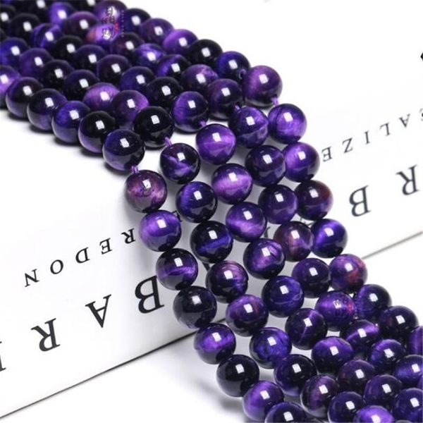 

other natural stone spacer beads round rose purple tiger eye loose for needlework jewelry diy making bracelet 15" 4/6/8/10/12mm