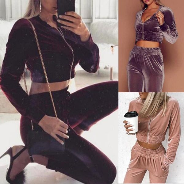 

women's tracksuits pink velvet tracksuit for women 2 piece sets spring autumn sportswear warm hoodie 2pcs stripe sweatshirt pant sweat, Gray