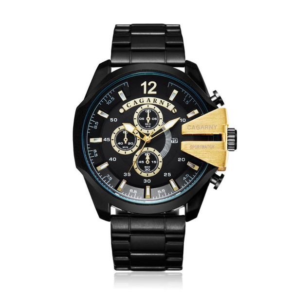 

wristwatches black gold stainless steel mens watches cool big case quartz watch for men fashion casual male clock military relogio masculino, Slivery;brown