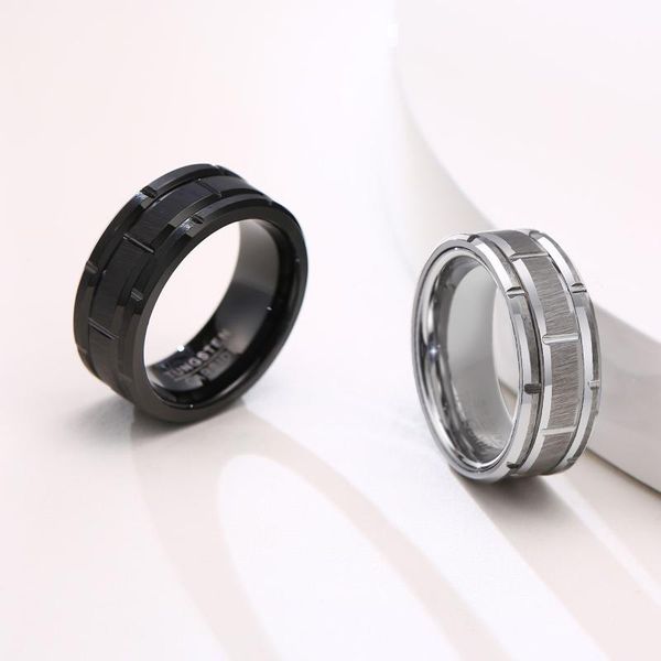 

wedding rings 8mm tungsten steel black/silver color biker hip hop male ring car tire pattern cool fashion party jewelry, Slivery;golden
