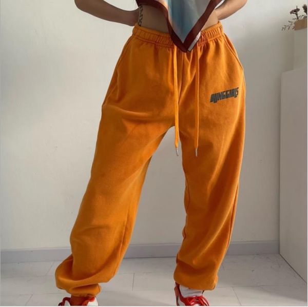 

running pants women's sport stylish printed elastic high waist outdoor sweatpants baggy jogger ladies loose workout trousers, Black;blue