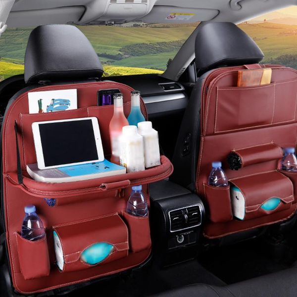 

car organizer pu leather seat back storage hang bag multi-functional ipad mini holder general container for children