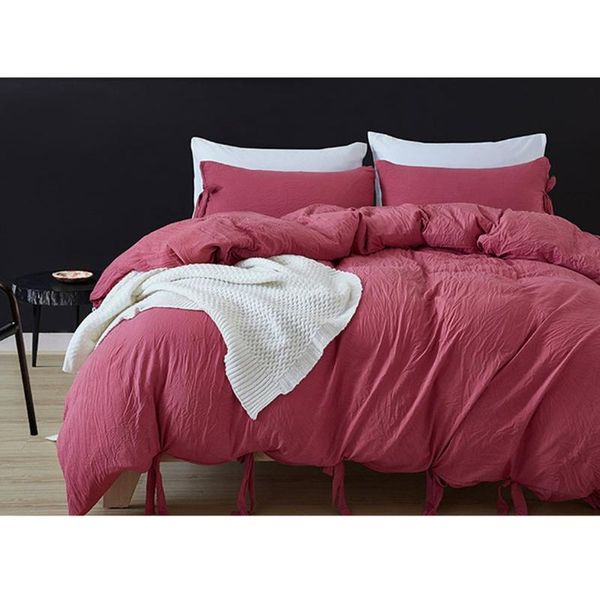 

3pcs bedding set fashion soild color washable soft duvet cover pillowcase comfortable bed supplies for home dorm room
