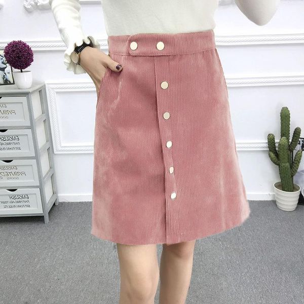 

skirts streetwear autumn 2021 corduroy skirt korean plus size high waist mini elegant outwear pink winter khaki, Black