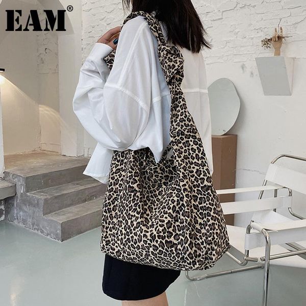 

evening bags [eam] women large capacity khaki leopard canvas bag personality all-match crossbody shoulder fashion tide 2021 18a3935