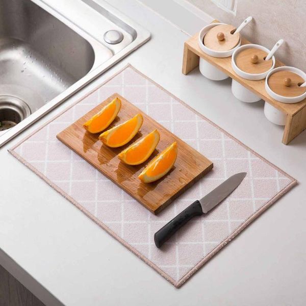 

mats & pads 40x31cm dining tableware pad coral fleece pink table mat placemats absorbent bowl kitchen accessories