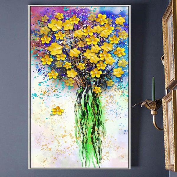 

nordic poster canvas print gold flowers bedroom decoration abstract wall picture for living room mural modern simple room 5-82