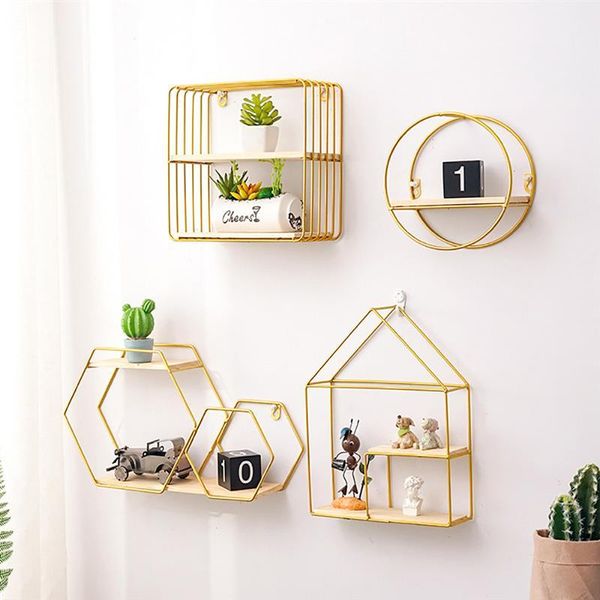 

hooks & rails creative wall shelf decoration organizer nordic wrought iron storage rack home decor for living room bedroom