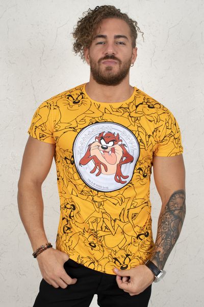 

Orange Framed Tasmania Patterned Men 's Tee Shirt 2002013 Wbwr, White;black