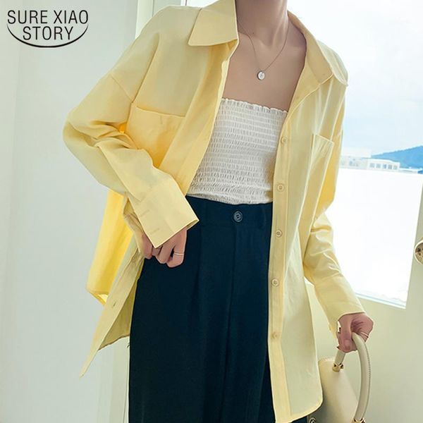 

autumn solid button cardigan long shirts women casual plus size loose cotton blouse sleeve blusas mujer 10109 women's blouses &, White
