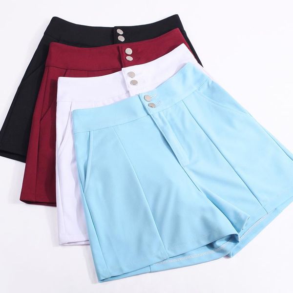 

women's shorts summer casual high waist short women elegant wide leg feminino 2021 solid white black loose oversize s-4xl