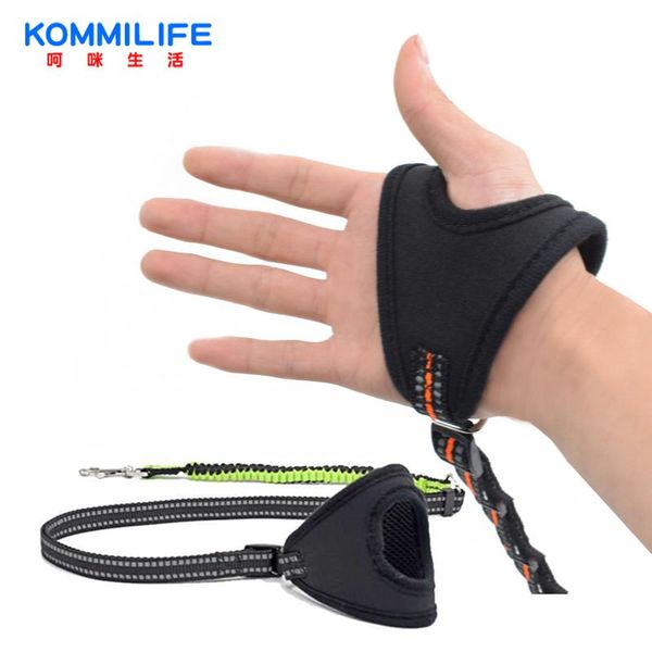 

dog collars & leashes nylon leash reflective pet with gloves anti-injury training rope for small medium large