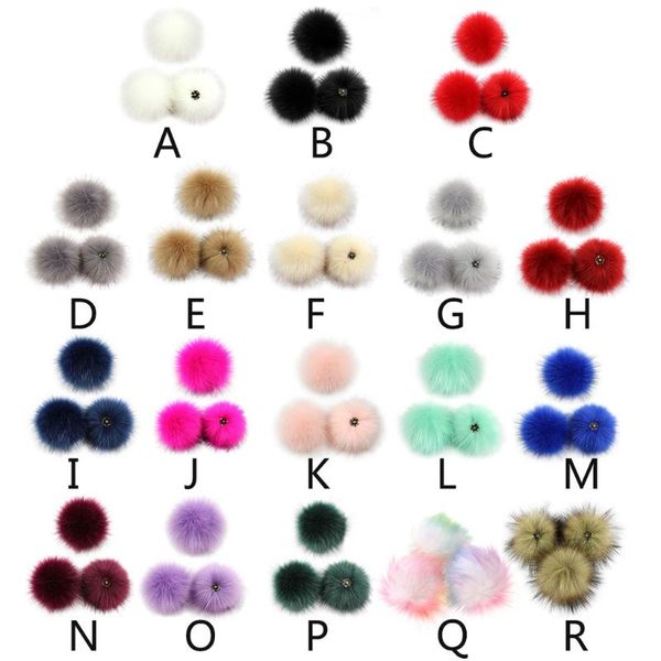 

bow ties 3pcs 10cm diy colorful furry pom ball with press button for hat shoes scarf drop, Black;gray