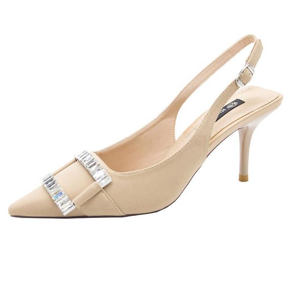 

sandals 2021 clear heels all-match black shoes for women buckle strap women's beige comfort block female velvet stiletto summer