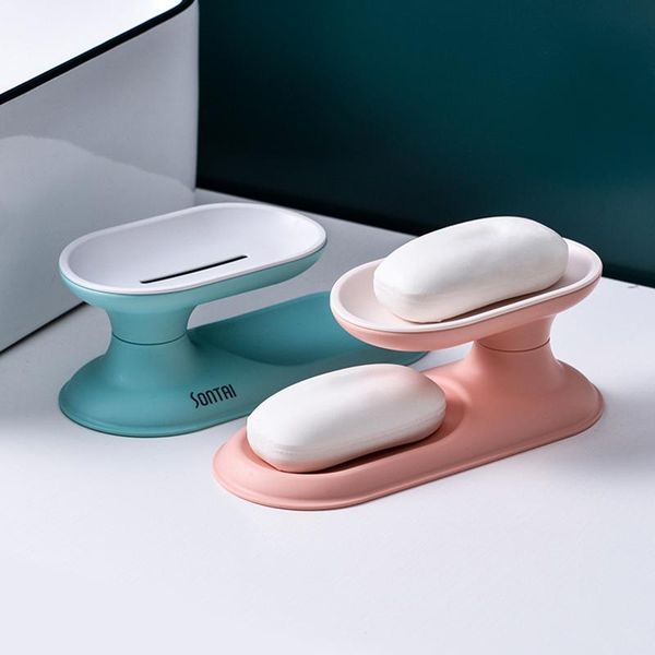 

1pc double-layer soap box storage drain rotating bathroom rack dishes