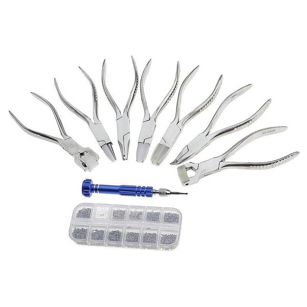 

precision mechanic optician tool with screwdriver, screws and glasses repair pliers